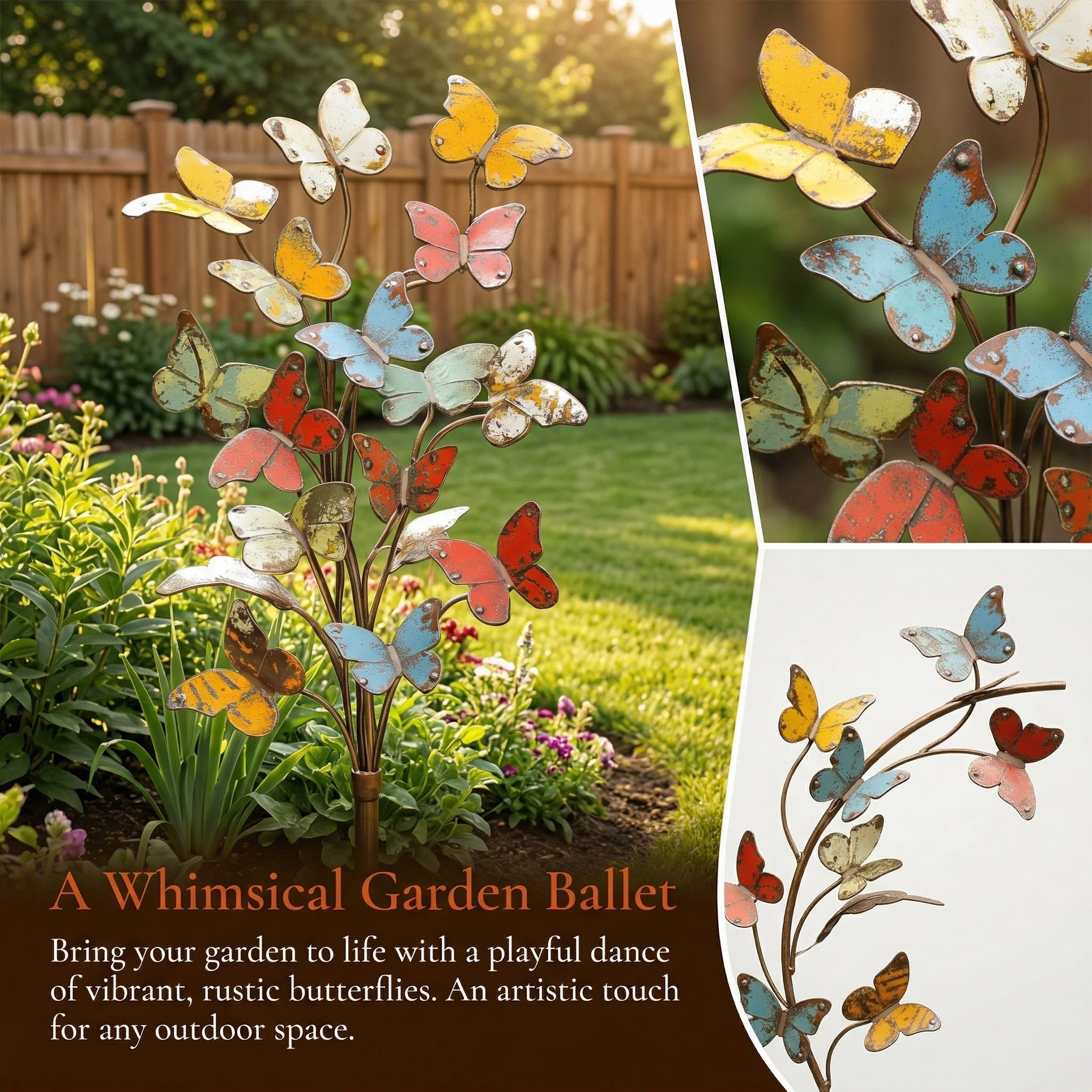 🦋🦋Multicolored Metal Butterfly Garden Stake - Image 10