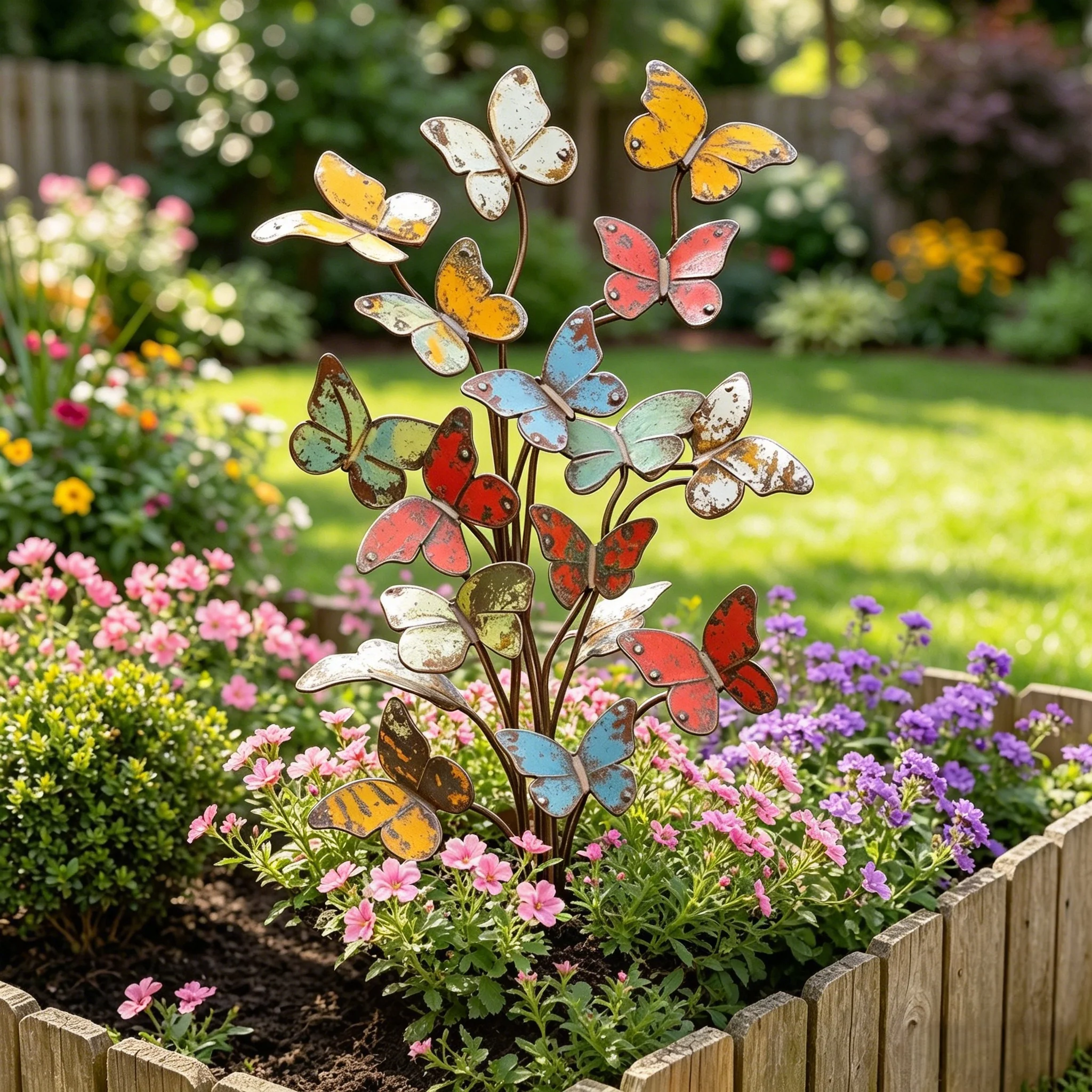 🦋🦋Multicolored Metal Butterfly Garden Stake - Image 17