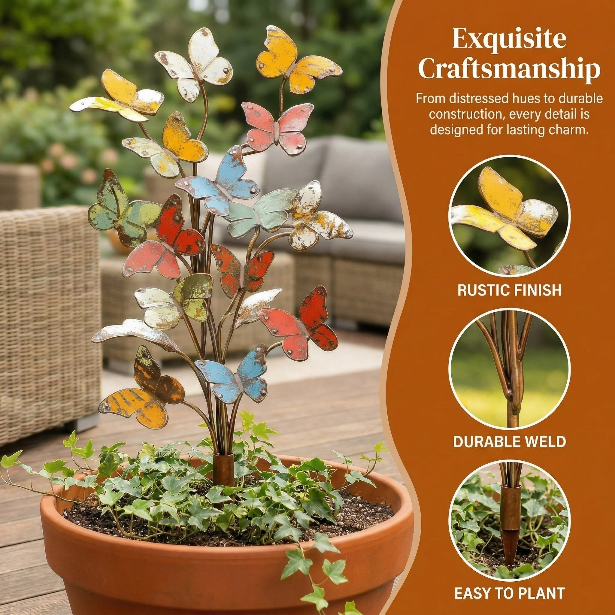🦋Multicolored Metal Butterfly Garden Stake - Image 13