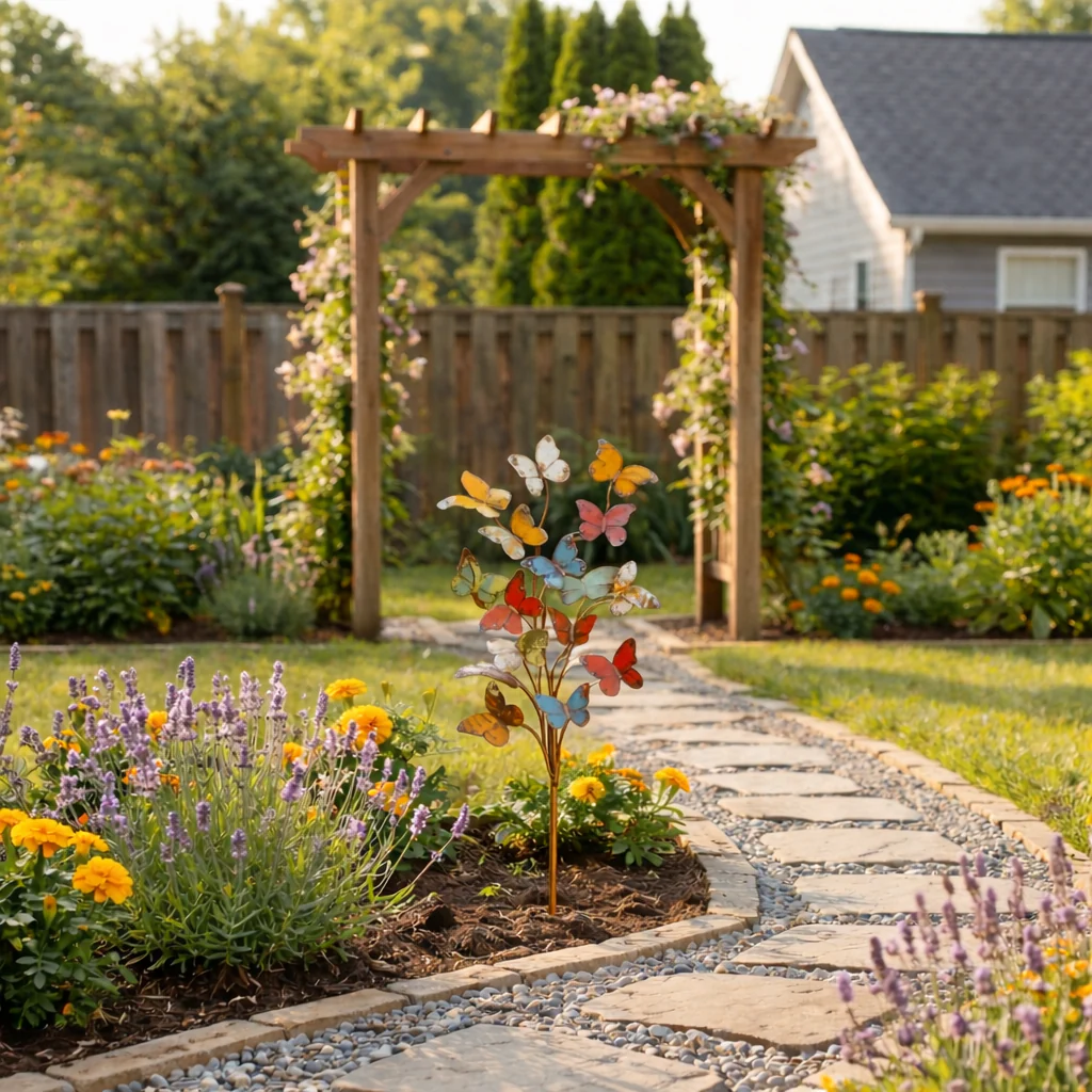 🦋Multicolored Metal Butterfly Garden Stake - Image 8