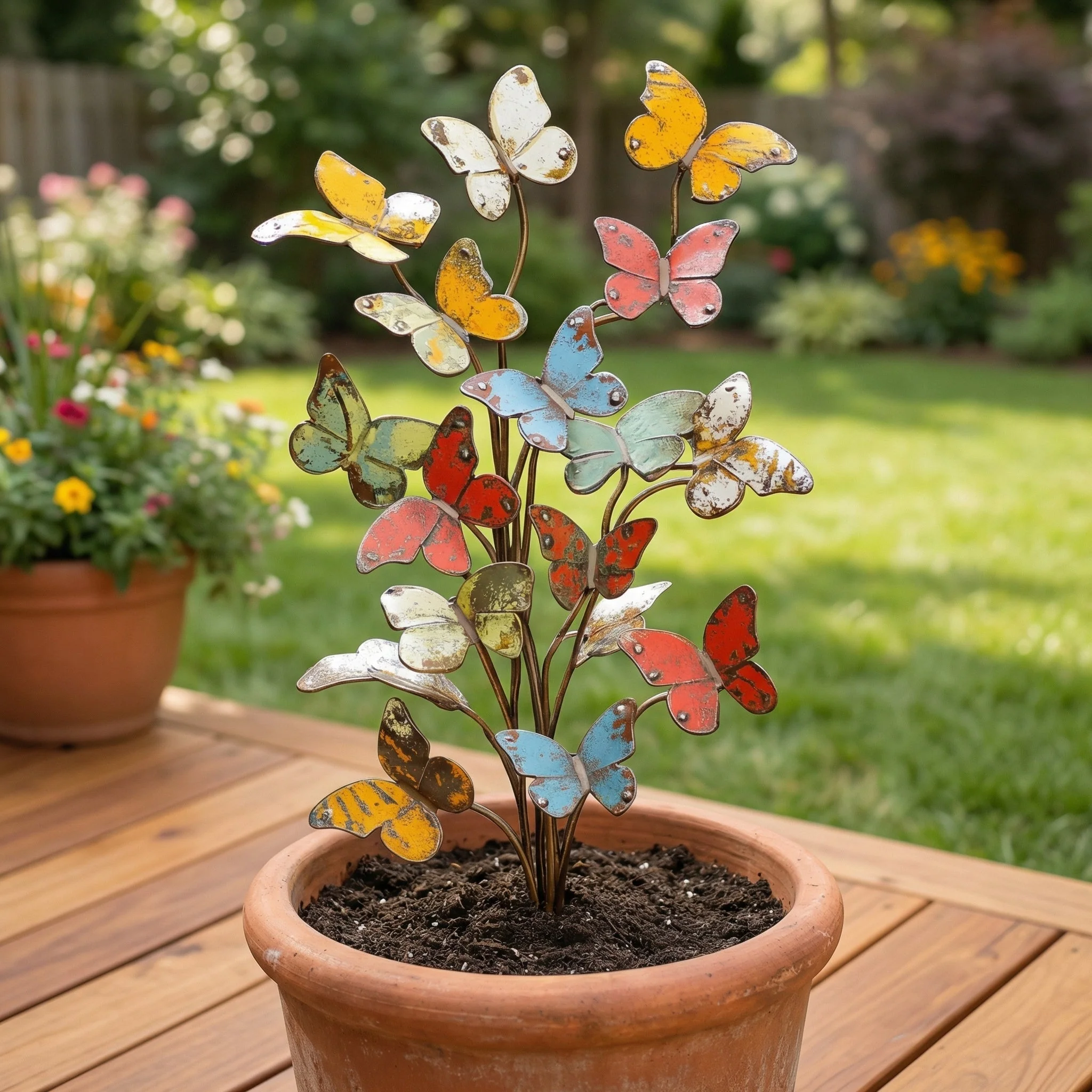 🦋Multicolored Metal Butterfly Garden Stake - Image 9