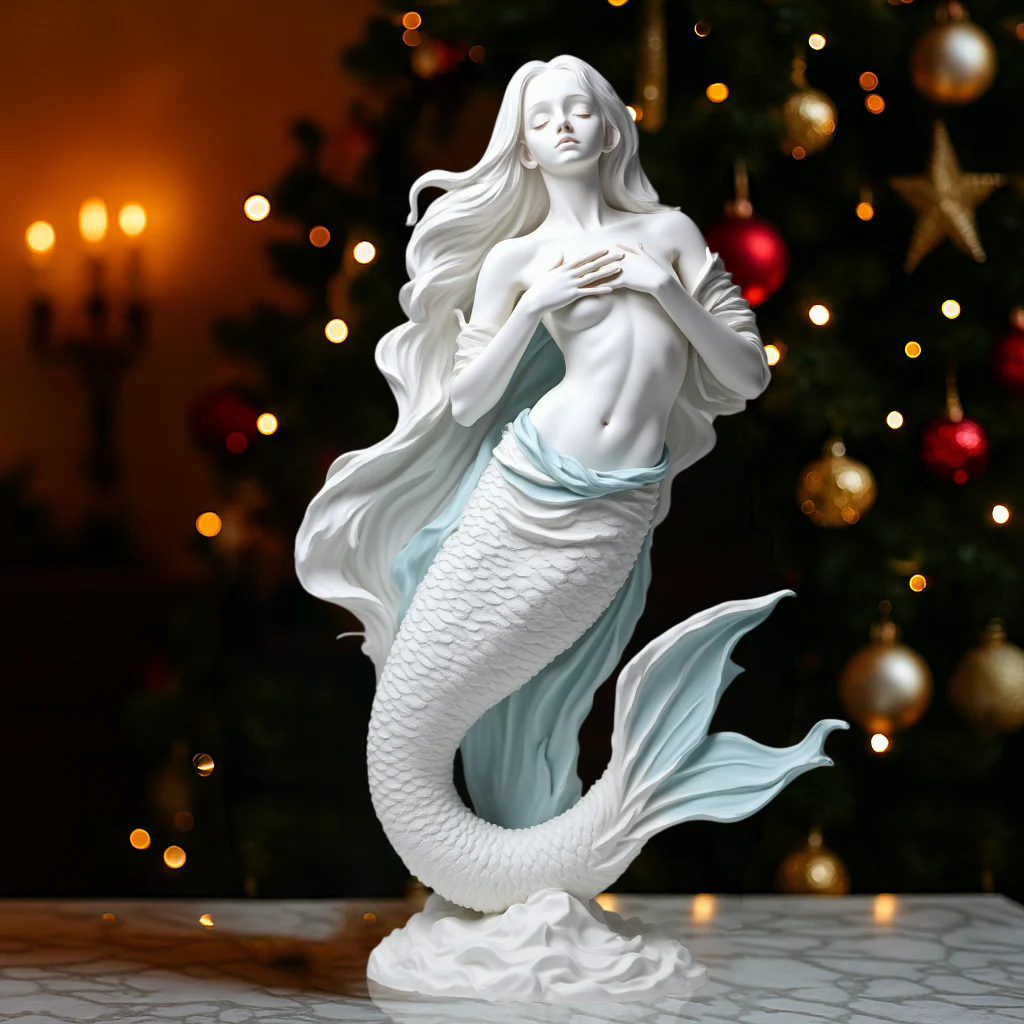 Mythical Ocean Muse - Ethereal Mermaid Goddess Sculpture - Image 2