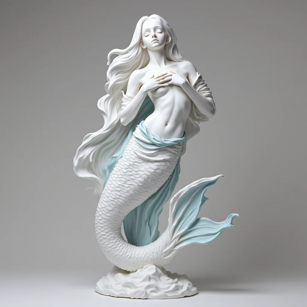 Mythical Ocean Muse - Ethereal Mermaid Goddess Sculpture - Image 3
