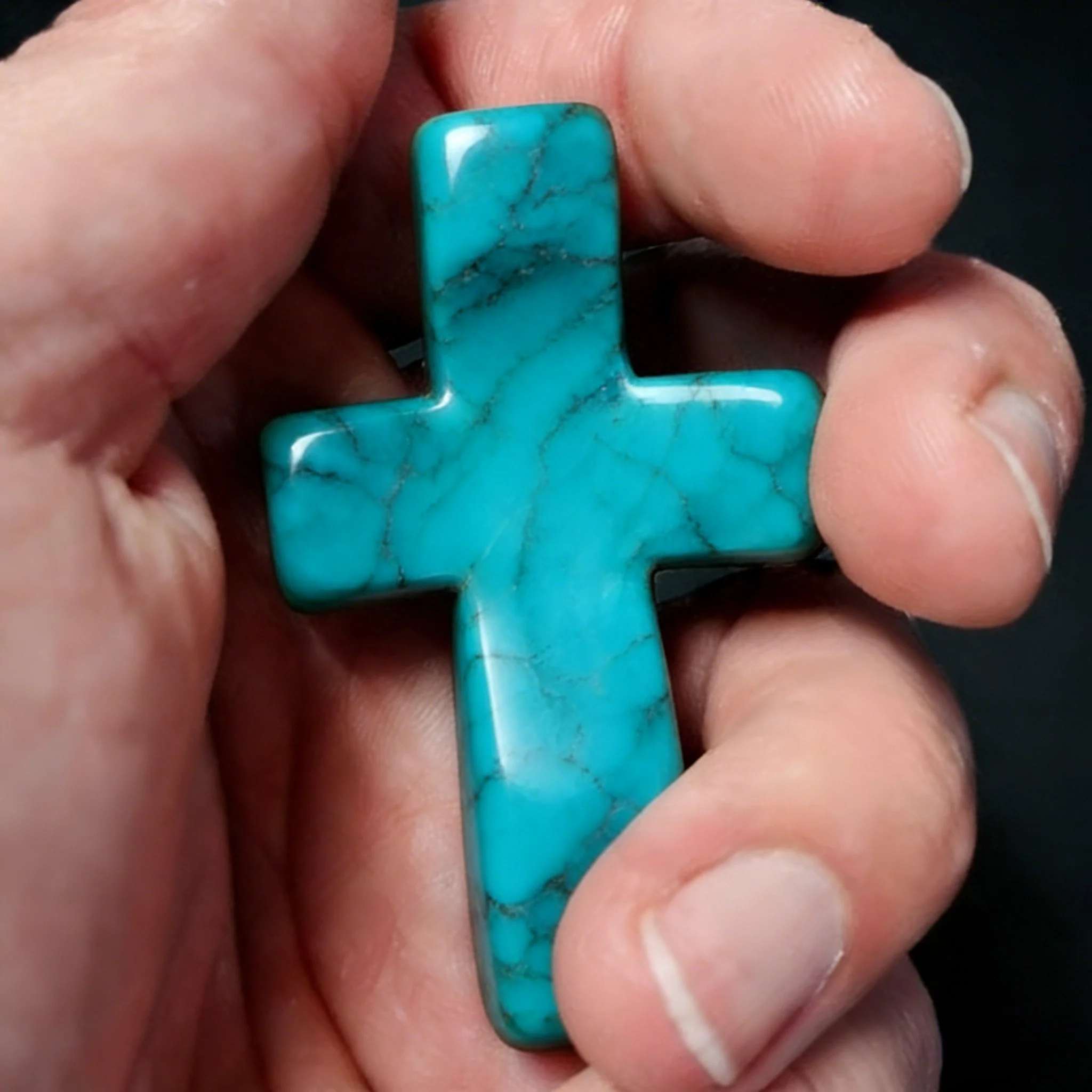 🔥🔥New Year--✝️Natural Turquoise Pocket Cross: Handcrafted for Peace & Serenity❤️ - Image 2