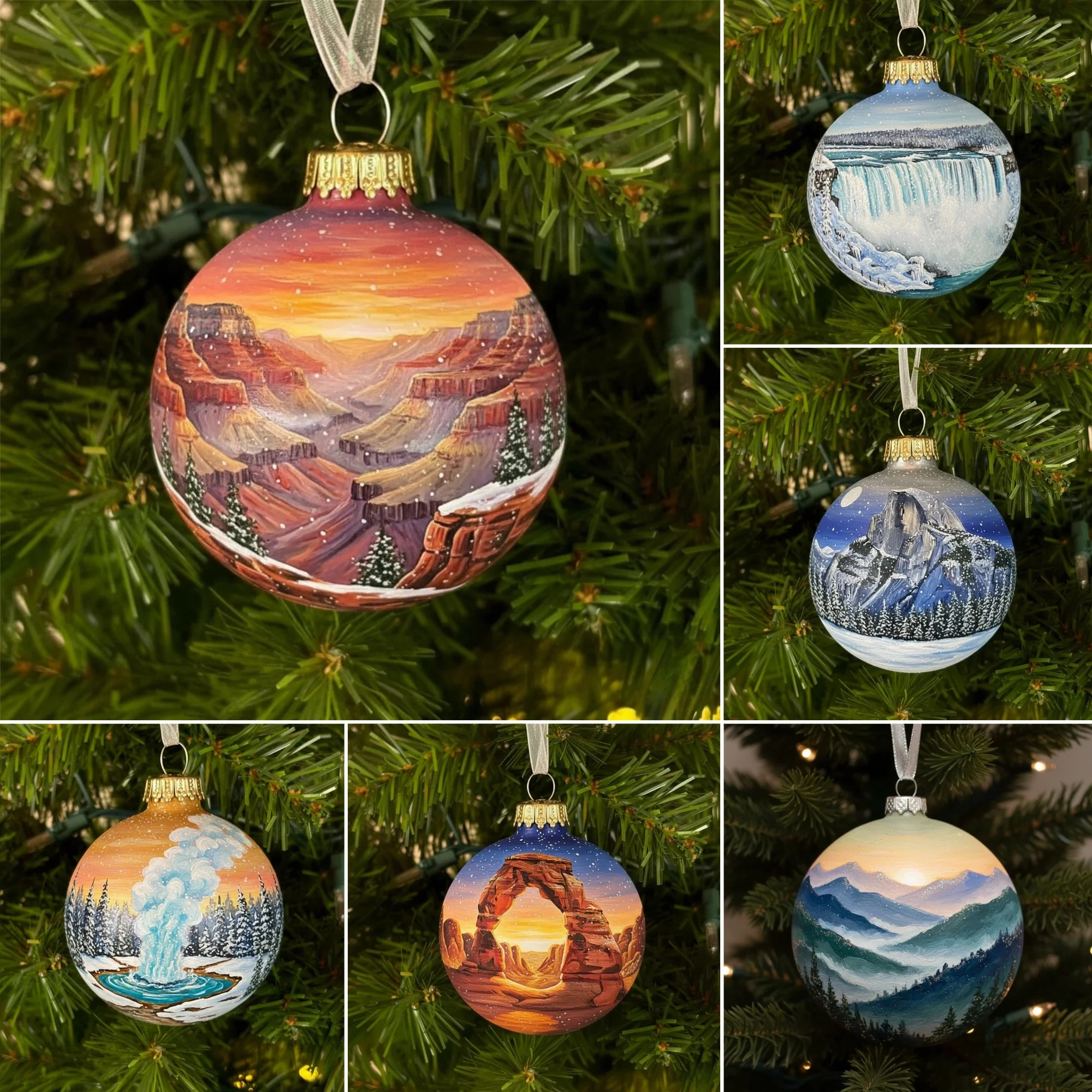 🌎 American Natural Wonders Collection – Hand-Painted Glass Christmas Ornaments - Image 9