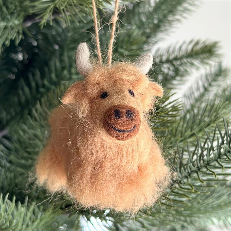 Needle Felted Highland Cow Ornament - Image 2