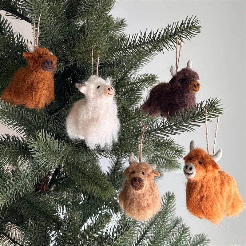 Needle Felted Highland Cow Ornament - Image 6