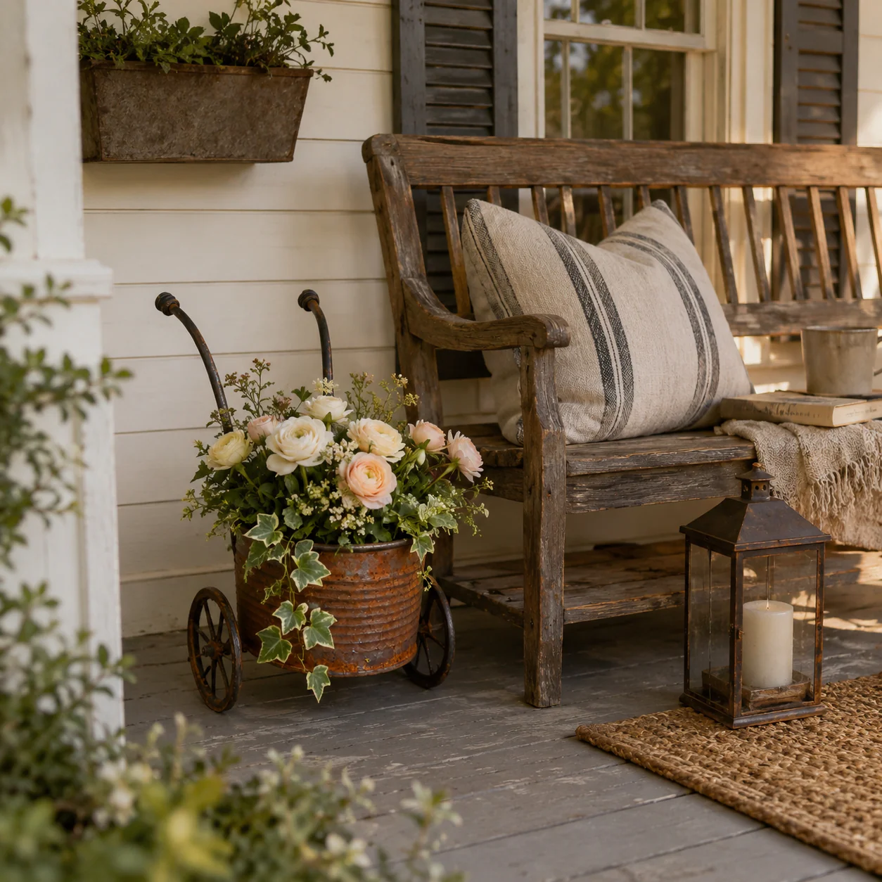 🌸🌸Rustic Metal Wheelbarrow Planter, Vintage Garden Cart Flower Pot - Image 13