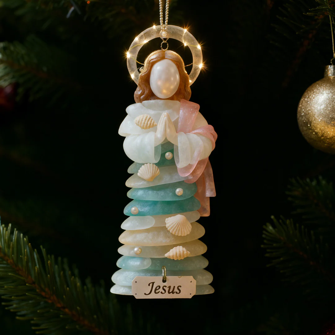 Radiant Sea-Glass Jesus Ornament - Image 2
