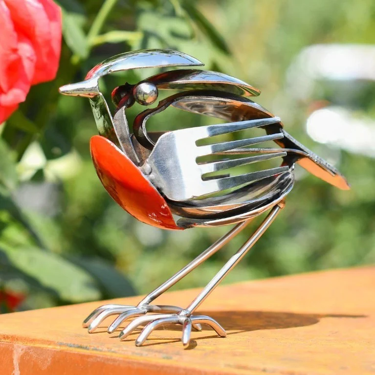 🐦 Recycled Cutlery Bird Sculpture – Handcrafted Metal Art - Image 3