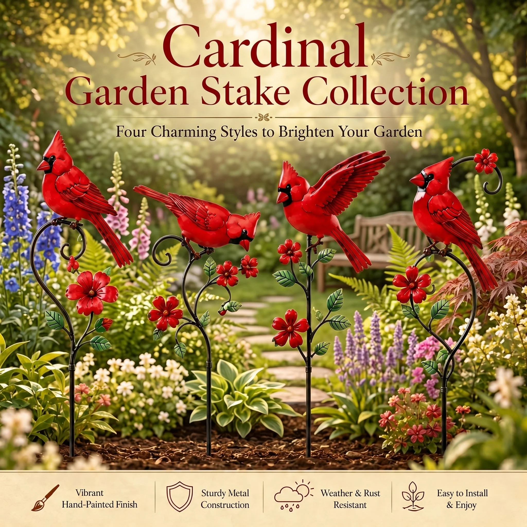 🐦 Red Cardinal Garden Stake Decoration - Image 9