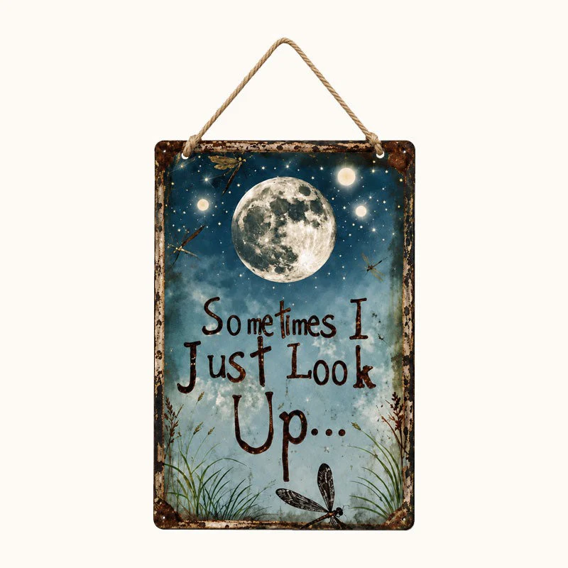 Retro Night Sky Metal Sign – “Sometimes I just look up…” Inspirational Wall Decor - Image 7