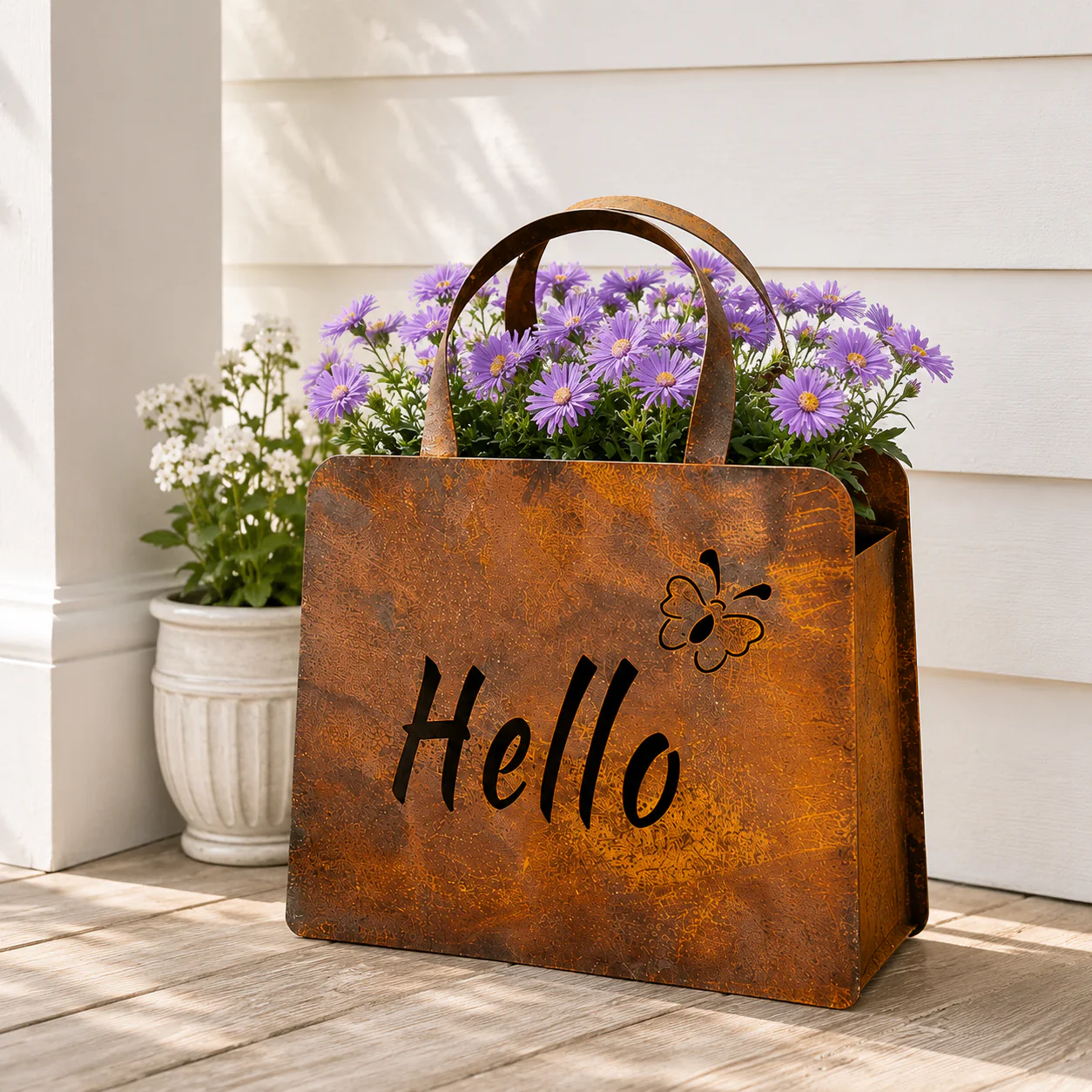 🌸🌸Rustic Metal Handbag Planter Decor - Image 2