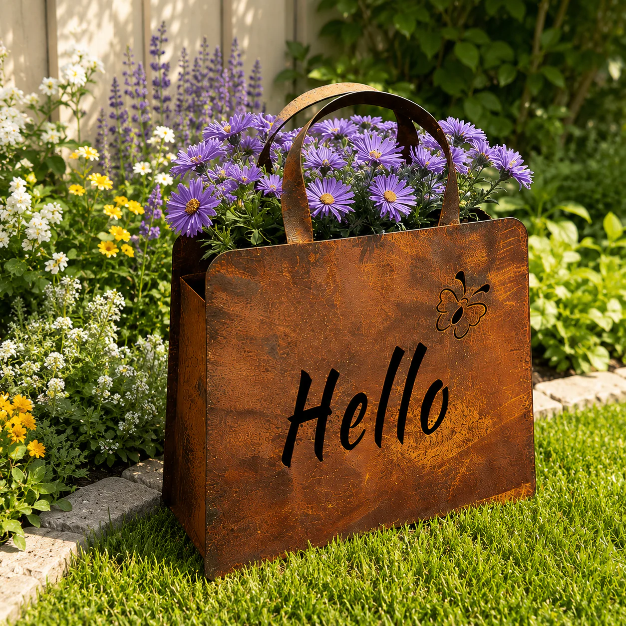 🌸🌸Rustic Metal Handbag Planter Decor - Image 9
