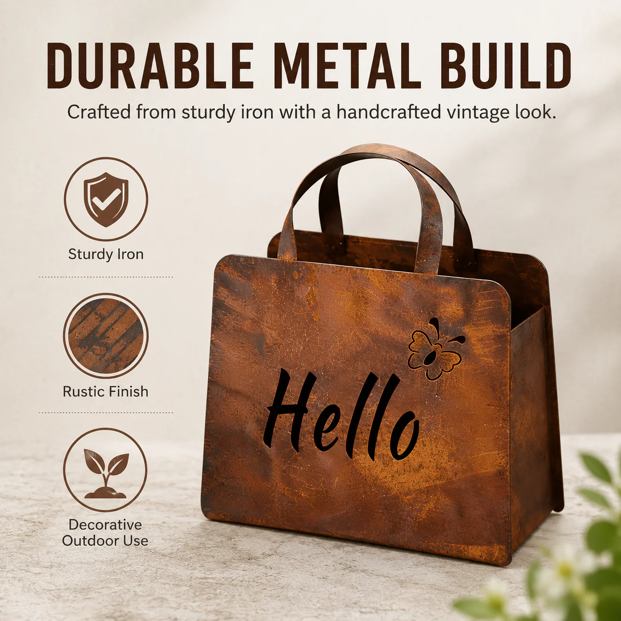 🌸Rustic Metal Handbag Planter Decor - Image 6