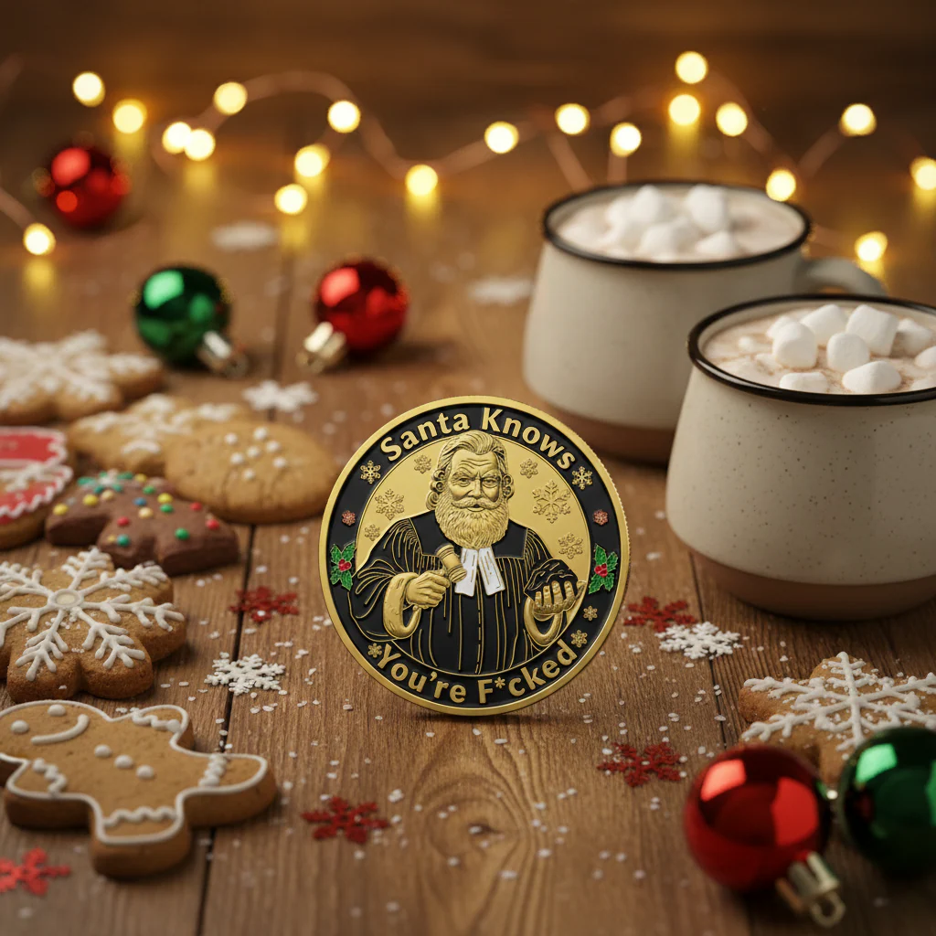 Early Christmas Sale 60%🎅Santa Knows You’re F*cked Coin – Funny Christmas Gift - Image 2