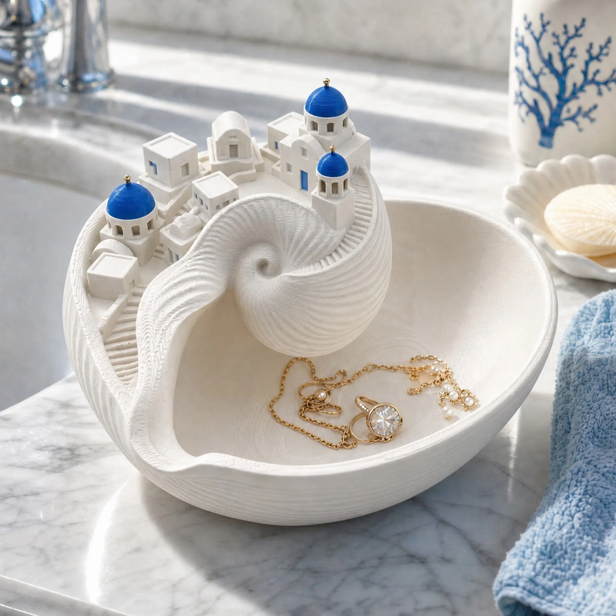 Santorini Catchall Coastal Seashell Key Bowl - Image 2