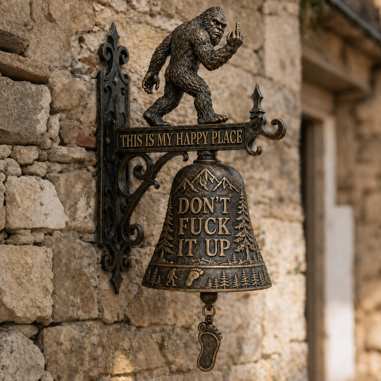 🐾😮Bigfoot Funny Wall Bell – Rustic Sasquatch Doorbell Decor - Image 3