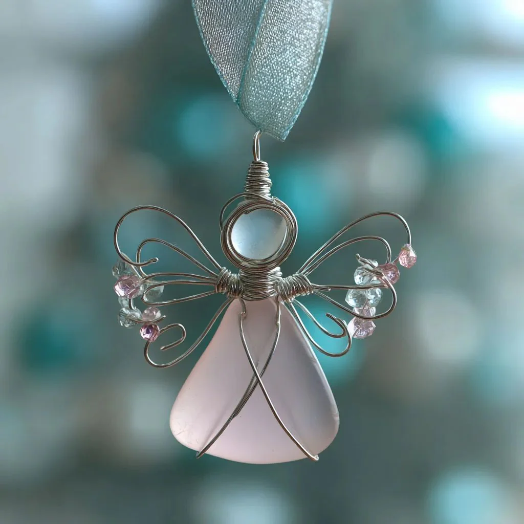 🌊Handmade Sea Glass Angel Ornament👼💫 - Image 4
