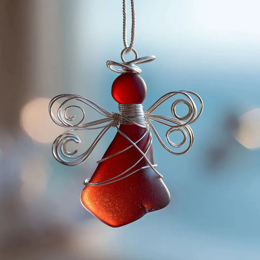 🌊Handmade Sea Glass Angel Ornament👼💫 - Image 5
