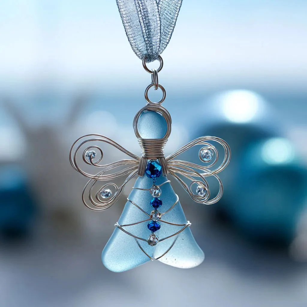 🌊Handmade Sea Glass Angel Ornament👼💫 - Image 6