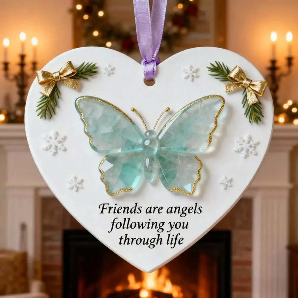 🦋Friends Are Angels Sea Glass Butterfly Christmas Ornament - Image 4