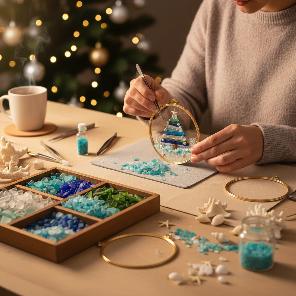 🌊✨ Sea Glass Christmas Tree Ornament – Handmade Coastal Holiday Decor - Image 3