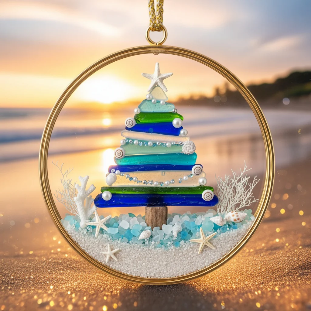 🌊✨ Sea Glass Christmas Tree Ornament – Handmade Coastal Holiday Decor - Image 5