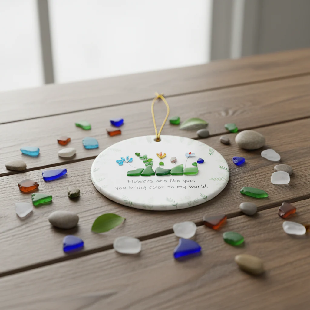 Sea Glass Color My World Flower Ornament - Image 3