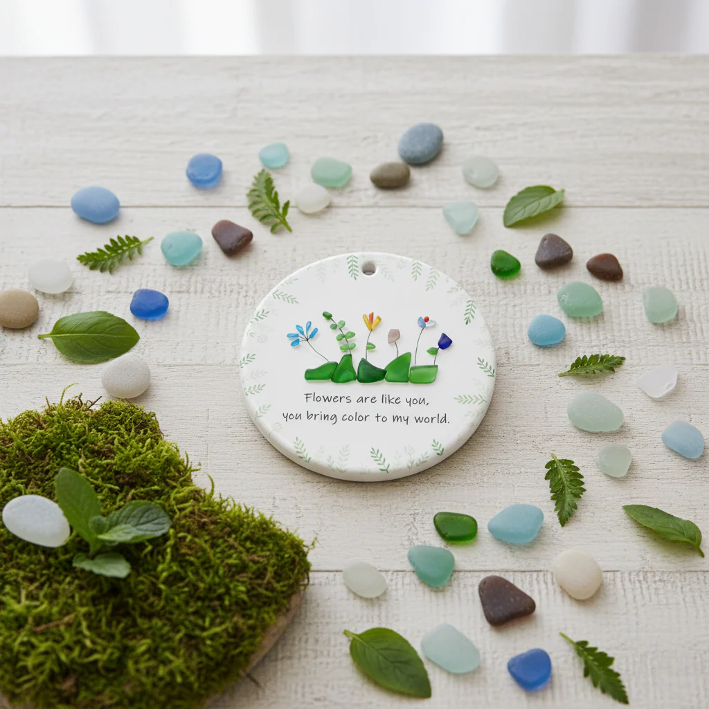 Sea Glass Color My World Flower Ornament - Image 4