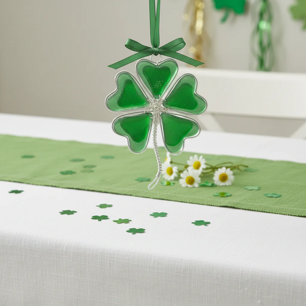 Sea Glass Five-Leaf Clover Ornament - Image 2