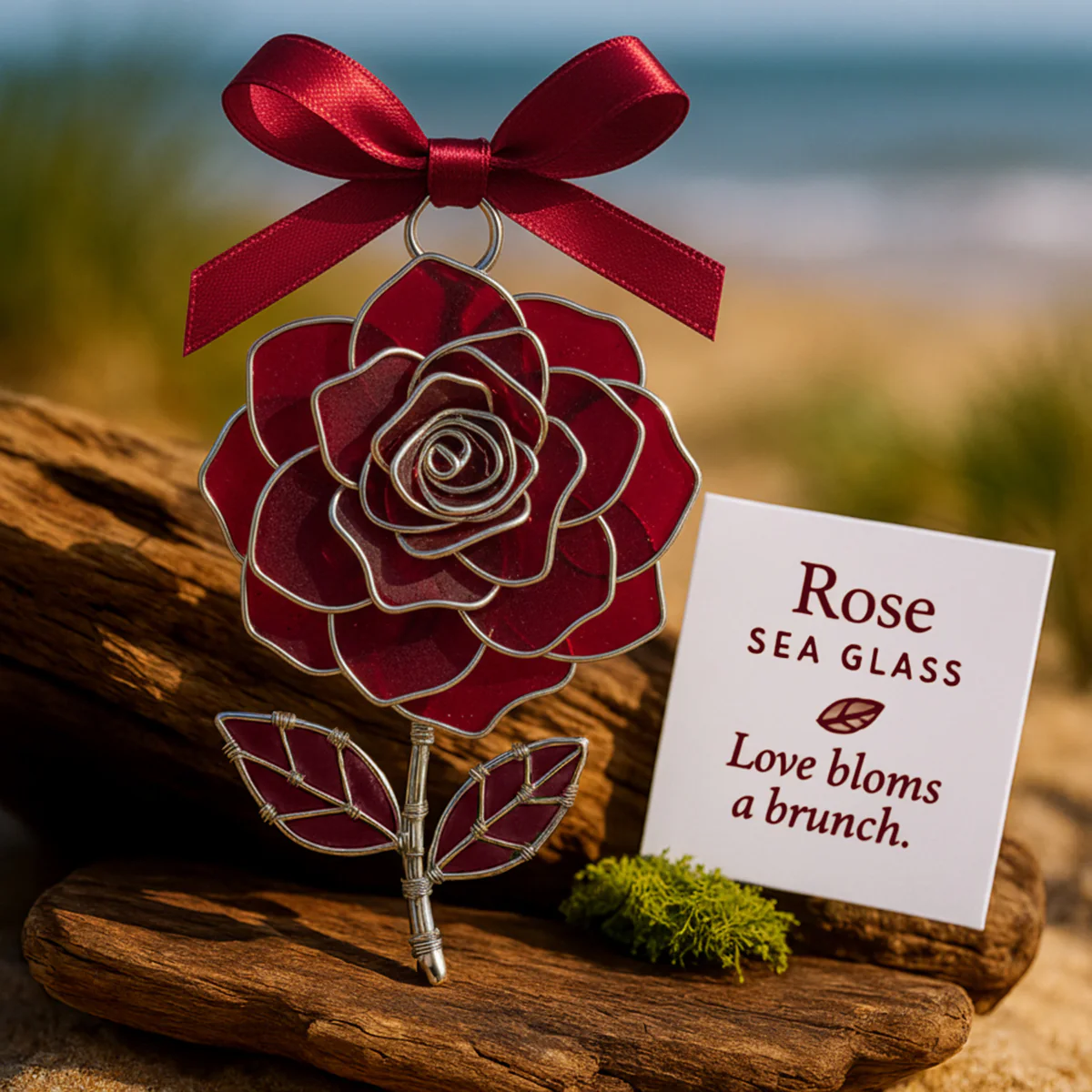 🌲Christmas Gift 50% Off--The "Coastal Blooms" Collection: Handmade Sea Glass Flower Ornaments with Meaning Card - Image 2