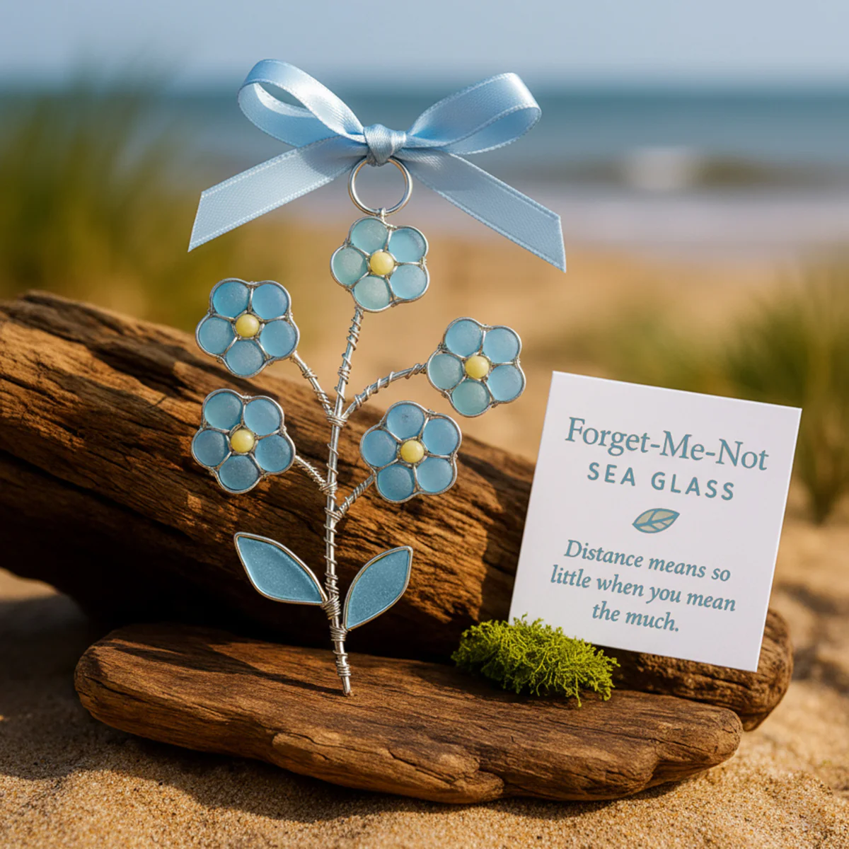 🌲Christmas Gift 50% Off--The "Coastal Blooms" Collection: Handmade Sea Glass Flower Ornaments with Meaning Card - Image 4