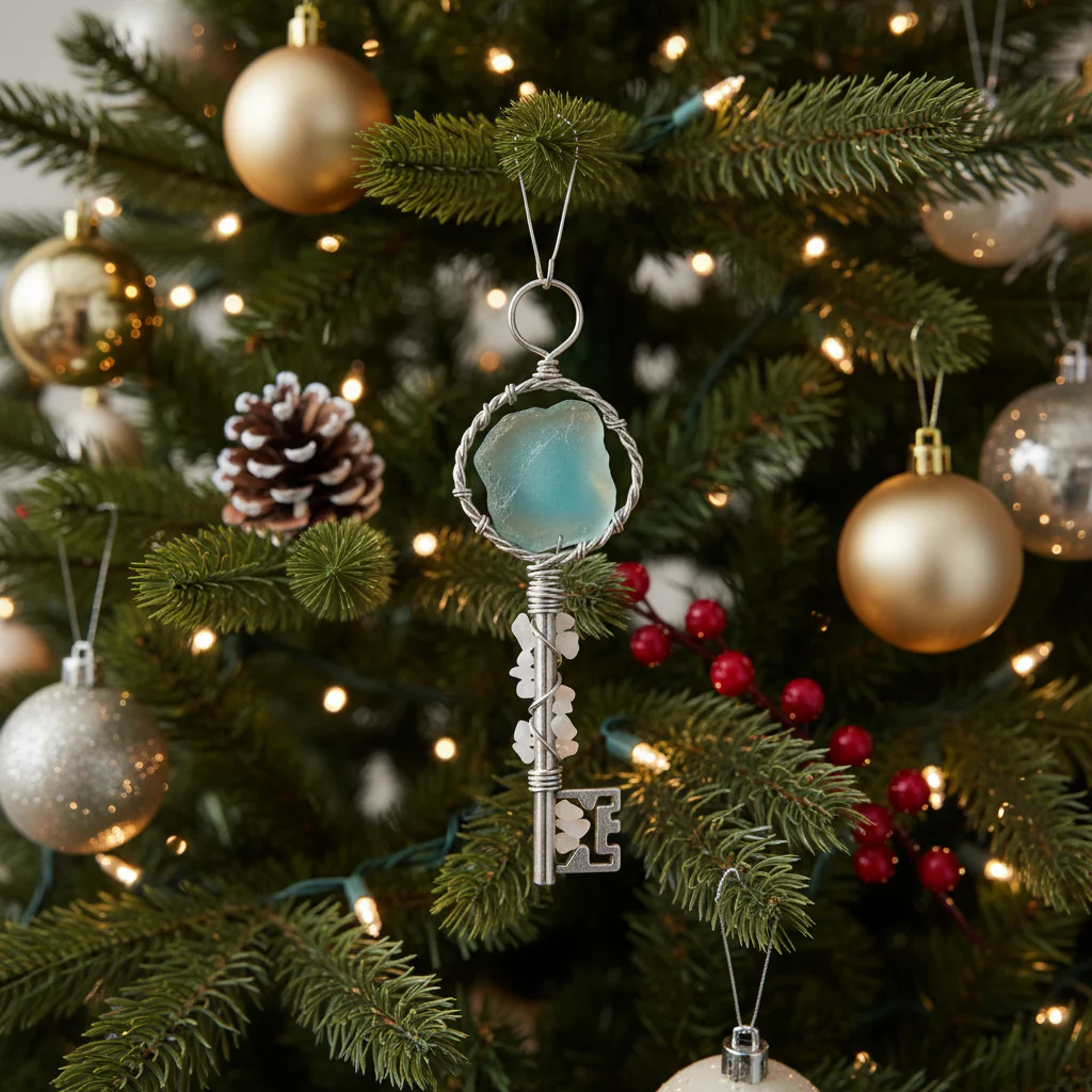 Sea Glass Key Ornament - "Home Sweet Home" - Image 2