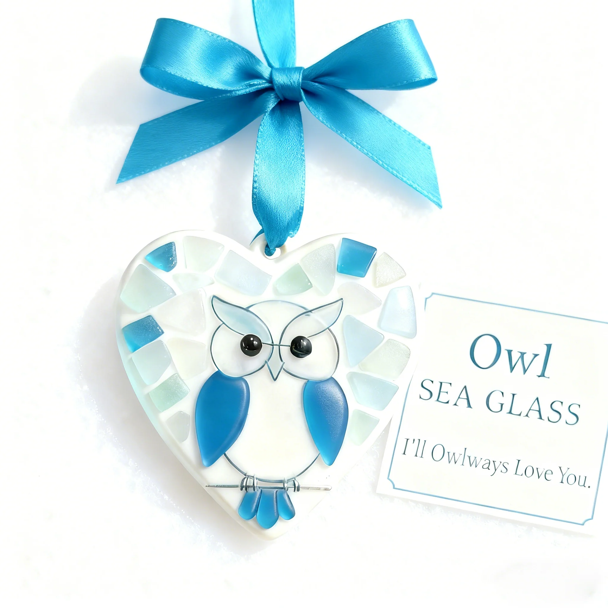 Sea Glass Owl Ornament - "I'll Owlways Love You" - Image 5