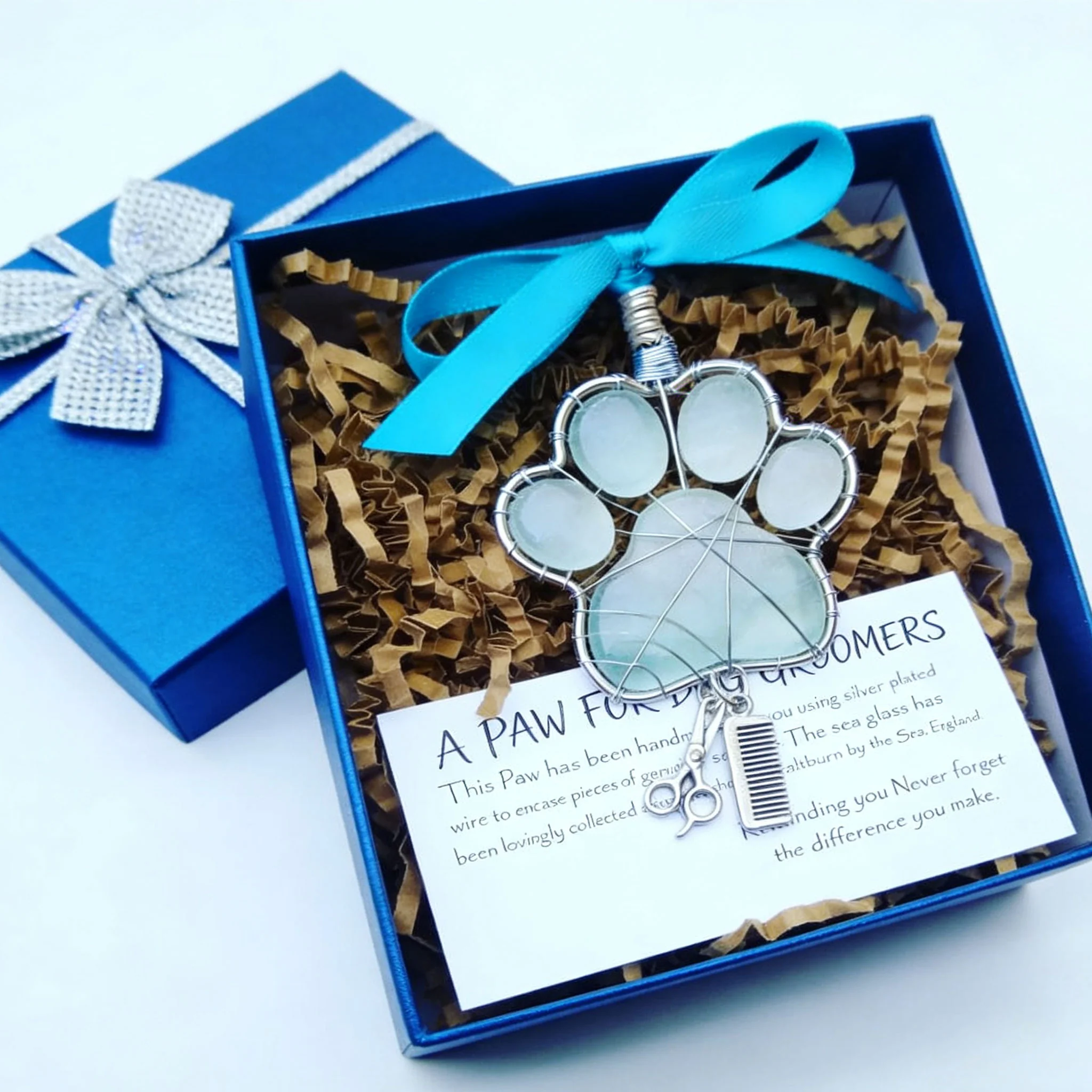 Sea Glass Paw Ornament for Dog Groomers - Image 3