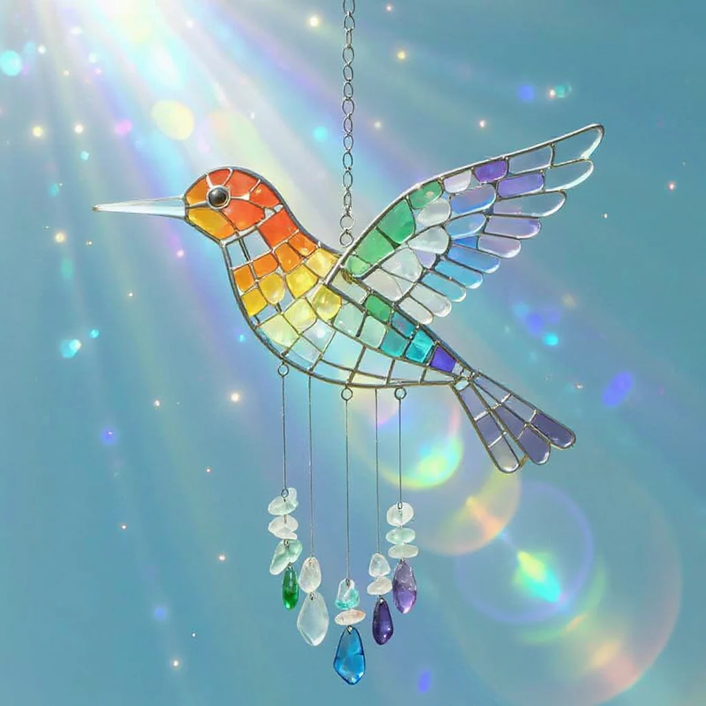 🌬️Sea Glass Rainbow Bird Wind Chime🌈 - Image 3