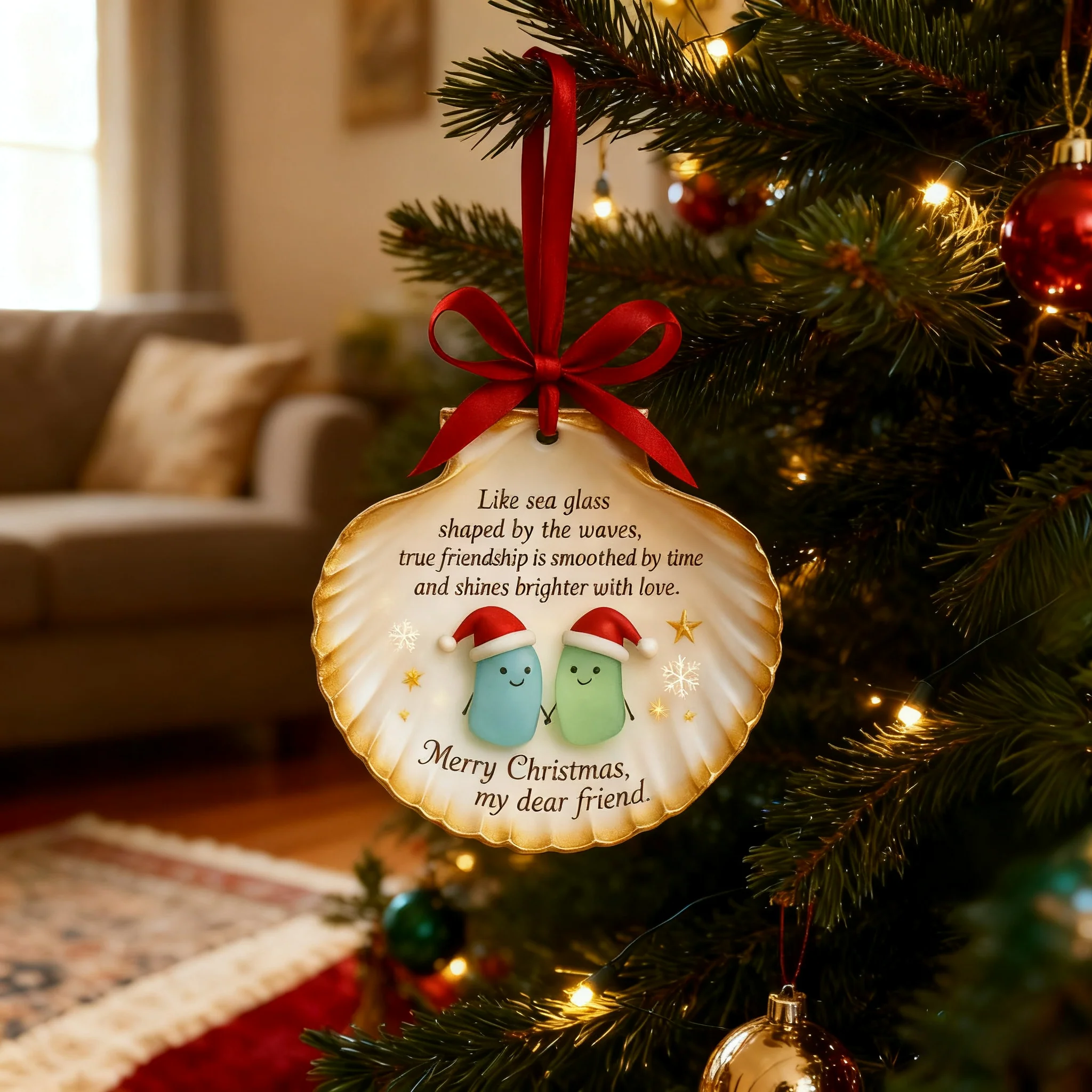 🌊💖Sea Glass Shell Friendship Ornament - Image 3