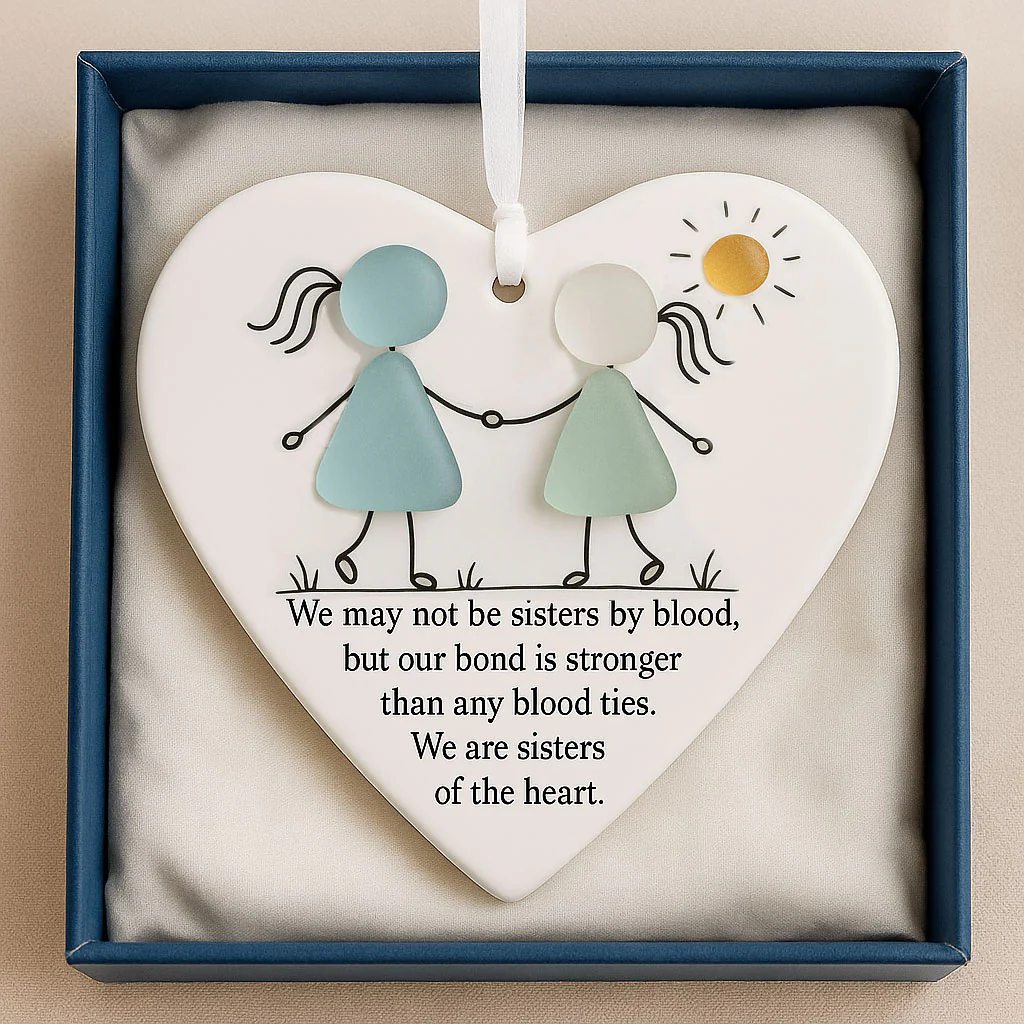 Heart-Shaped Sisters Sea Glass Ornament - Image 3
