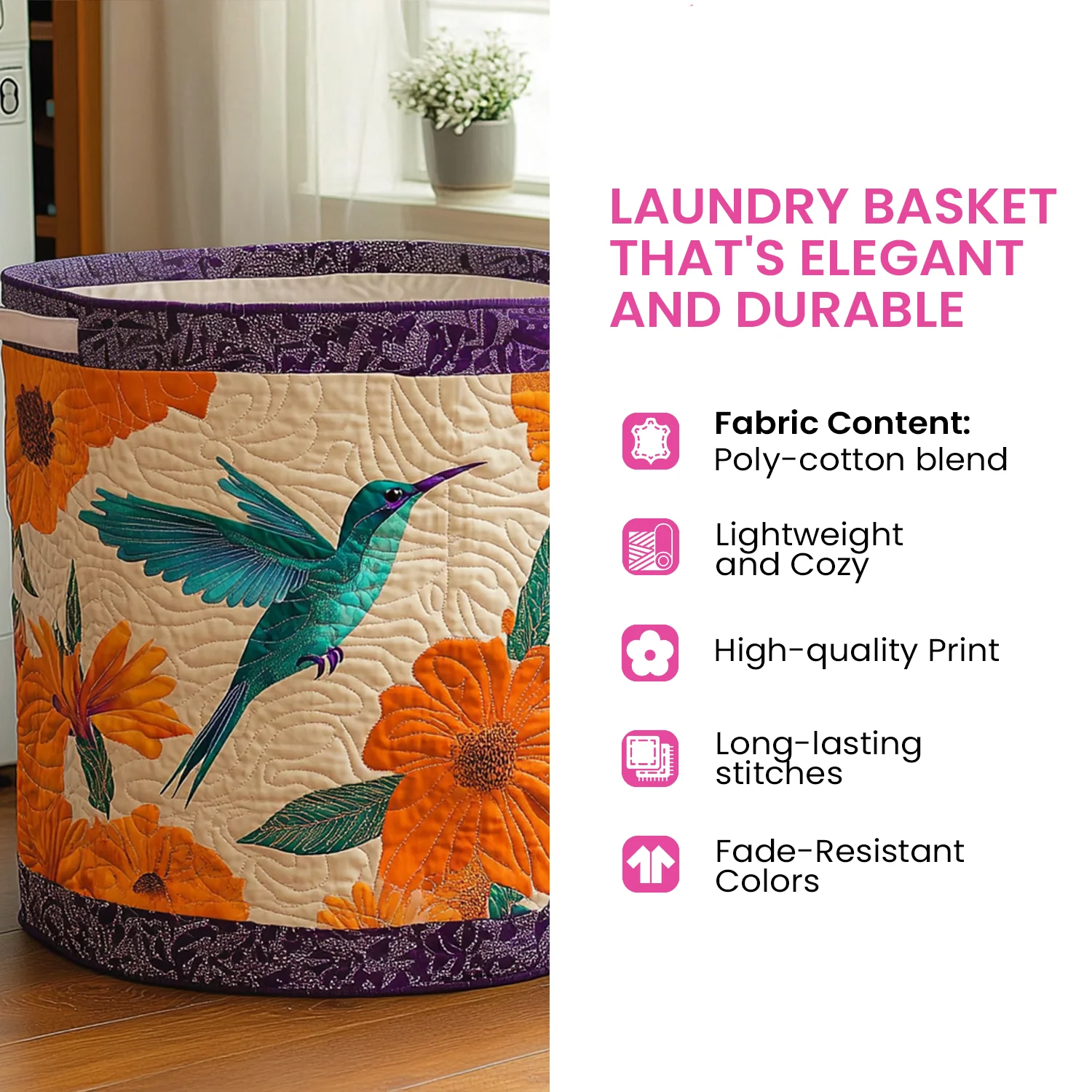 Sleeping Books Quilted Laundry Basket - Image 3