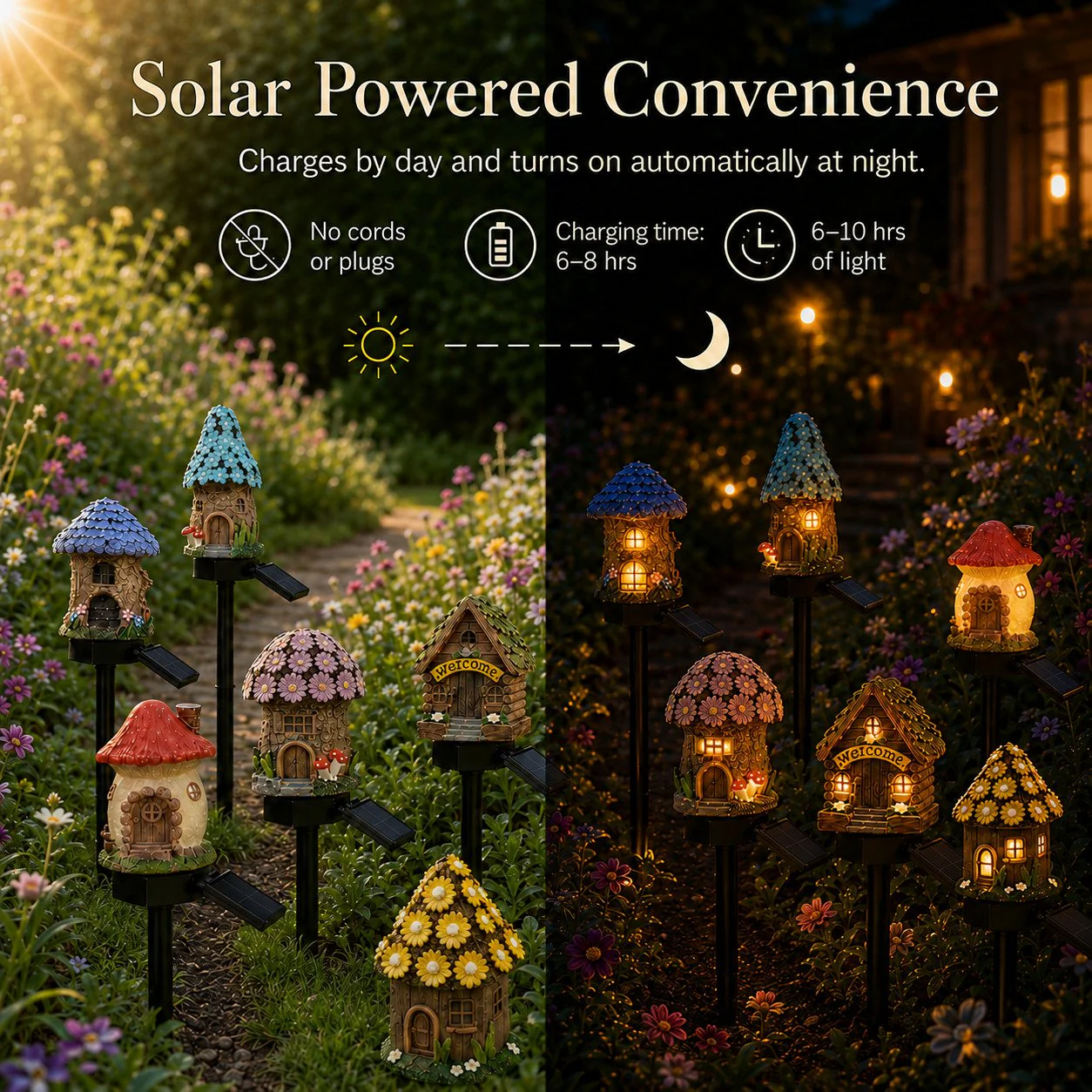 🍄🍄Solar Fairy-Tale Mushroom Cottage Garden Light - Image 4