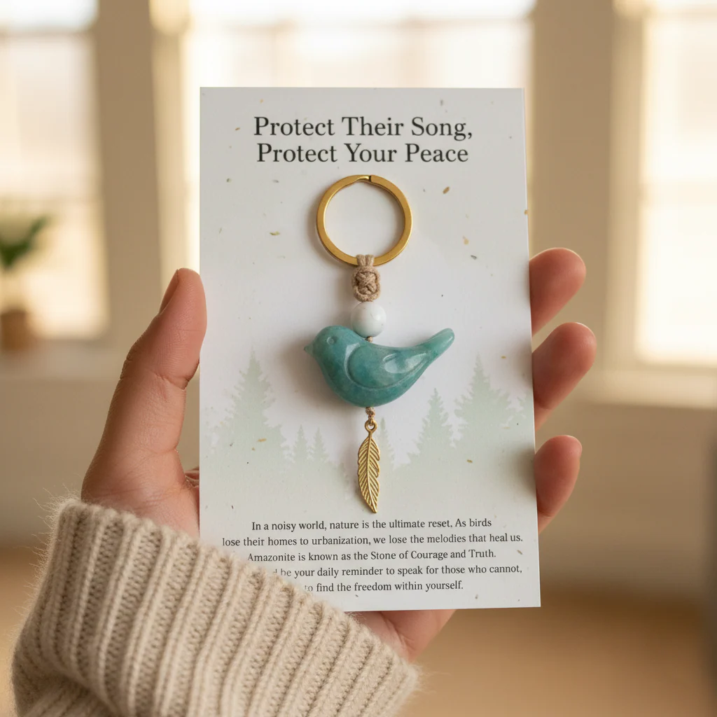 🔥🔥New Year--Song of Nature: Amazonite Bird Keychain for Peace & Courage - Image 6