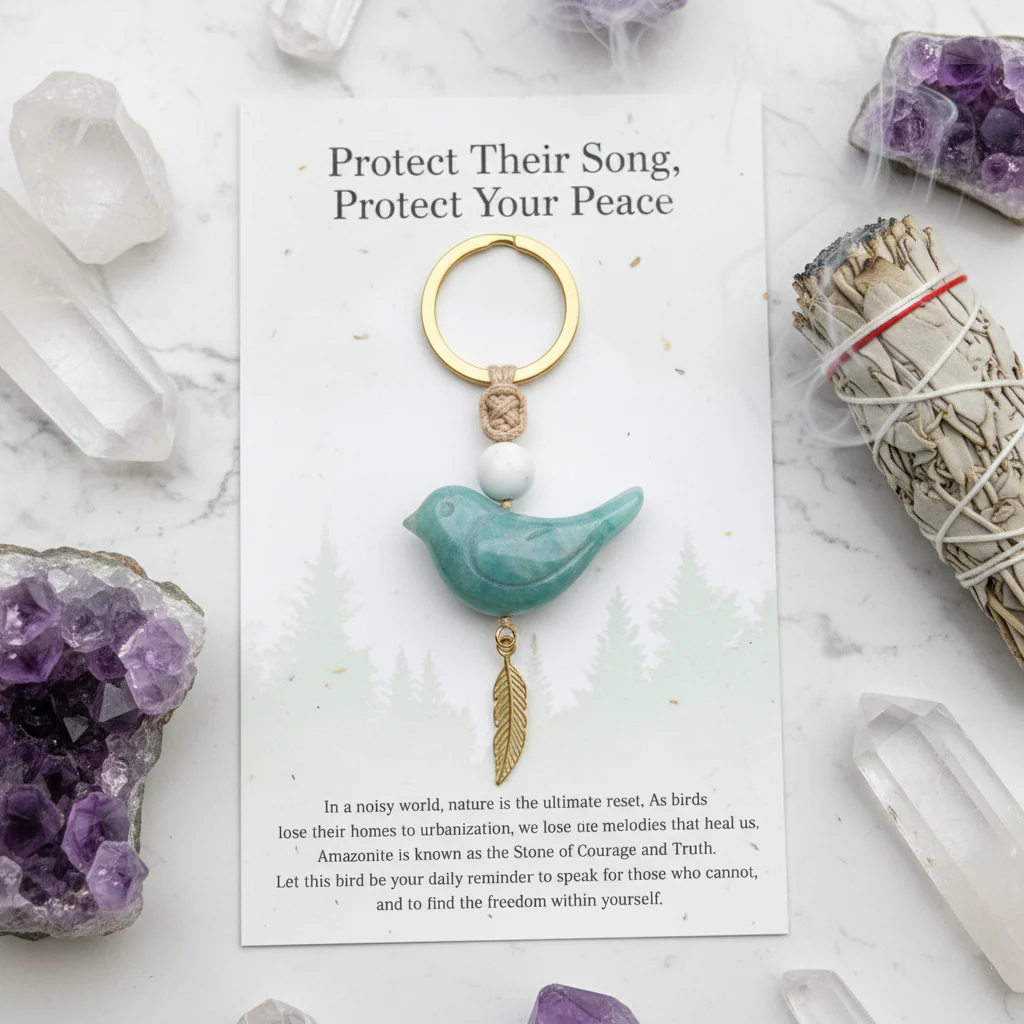 🔥🔥New Year--Song of Nature: Amazonite Bird Keychain for Peace & Courage - Image 7