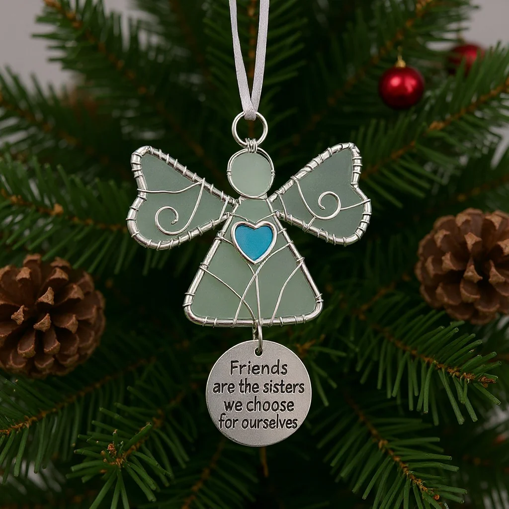 Stained Glass Angel Ornament: Honor Your Chosen Sisterhood ❤️🪽👭 - Image 2