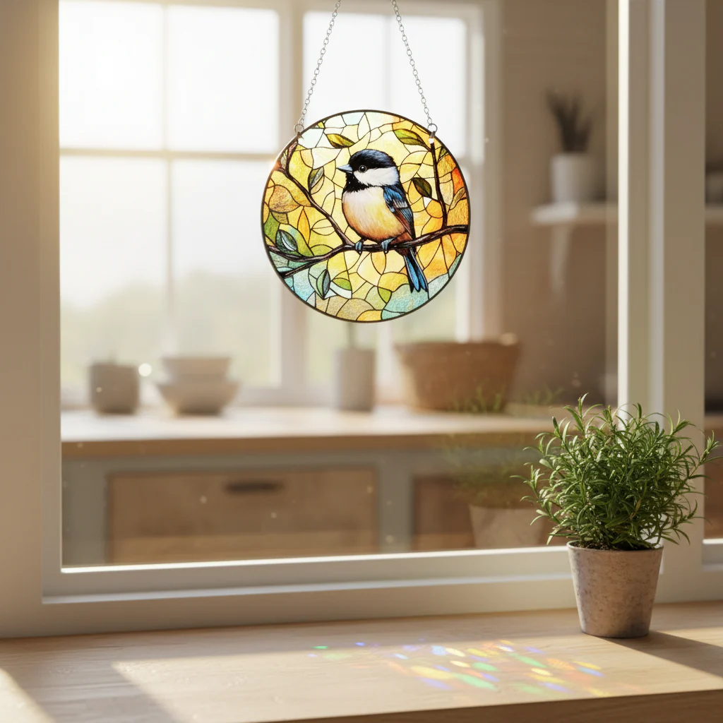 🎨🐦 Stained Glass Style Bird Sun Catcher - Image 2