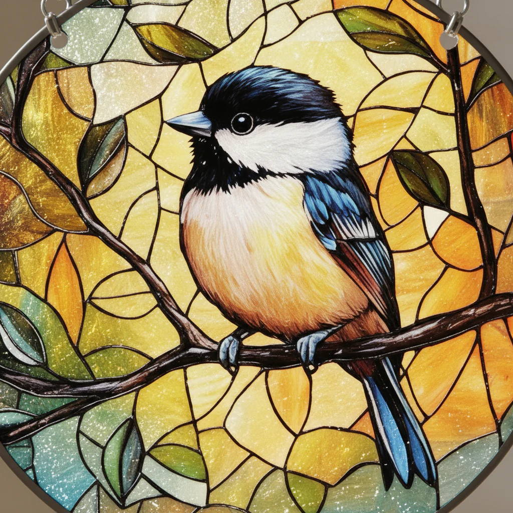 🎨🐦 Stained Glass Style Bird Sun Catcher - Image 3