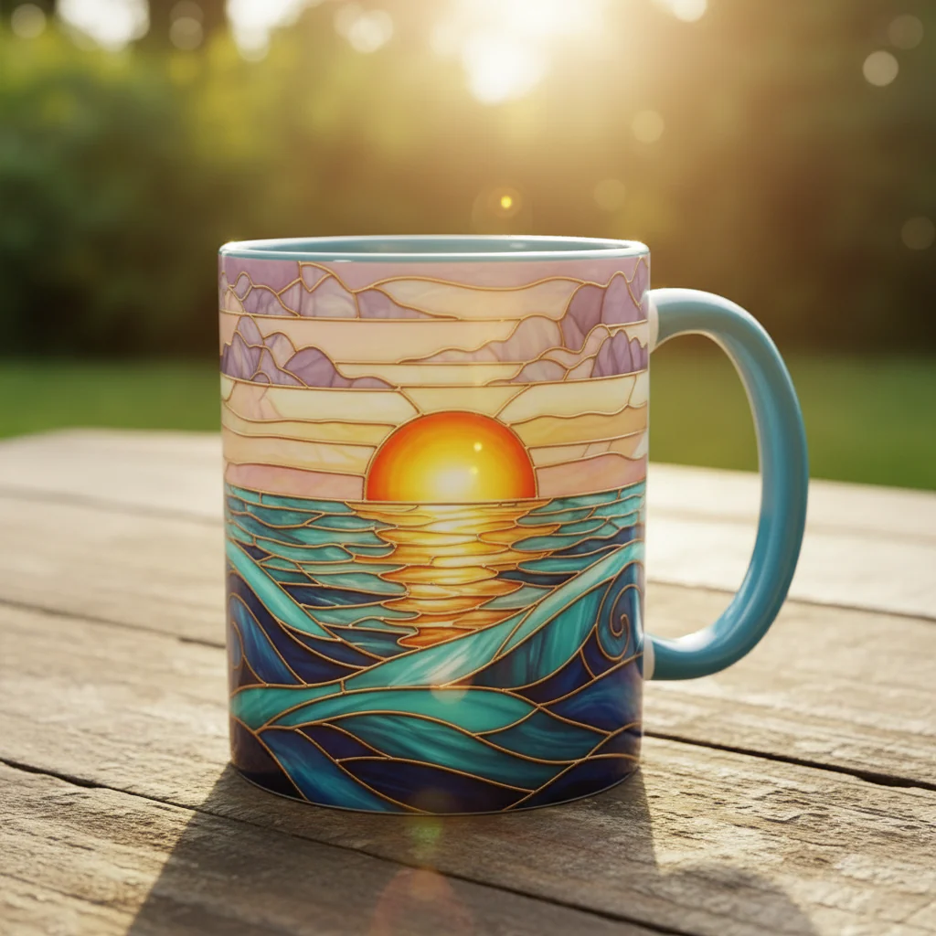🌄 Stained Glass Sunset Mountain Mug - Image 8