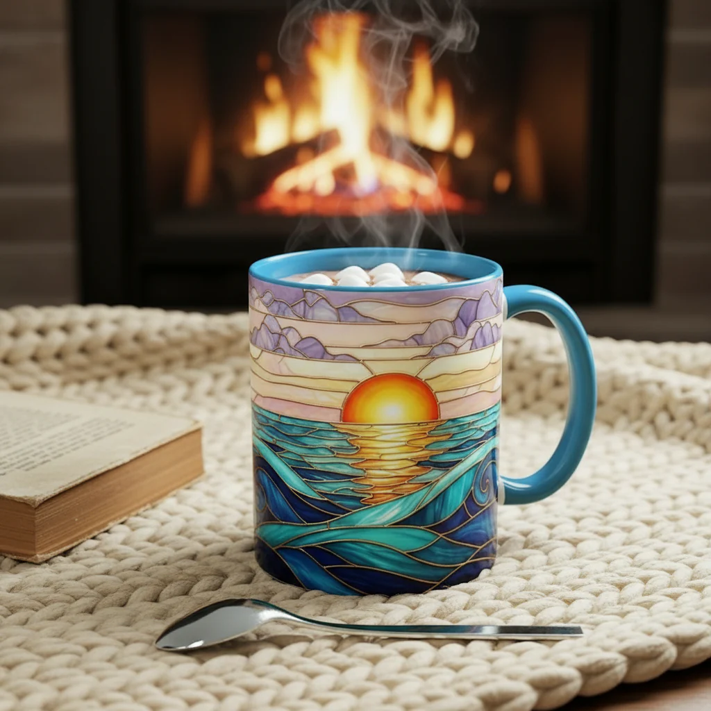 🌄 Stained Glass Sunset Mountain Mug - Image 9