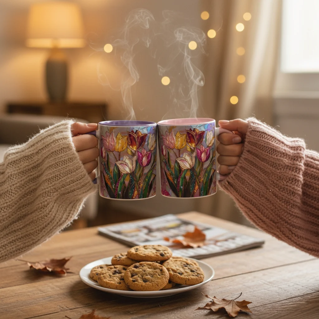 🔥Hot Sale-- Eternal Spring: Stained-Glass Style Tulip Mug - Image 3