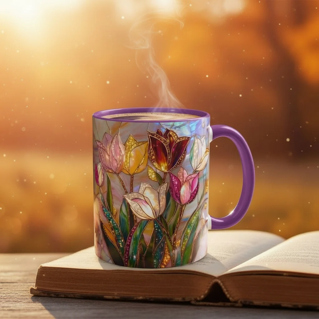 🔥Hot Sale-- Eternal Spring: Stained-Glass Style Tulip Mug - Image 4